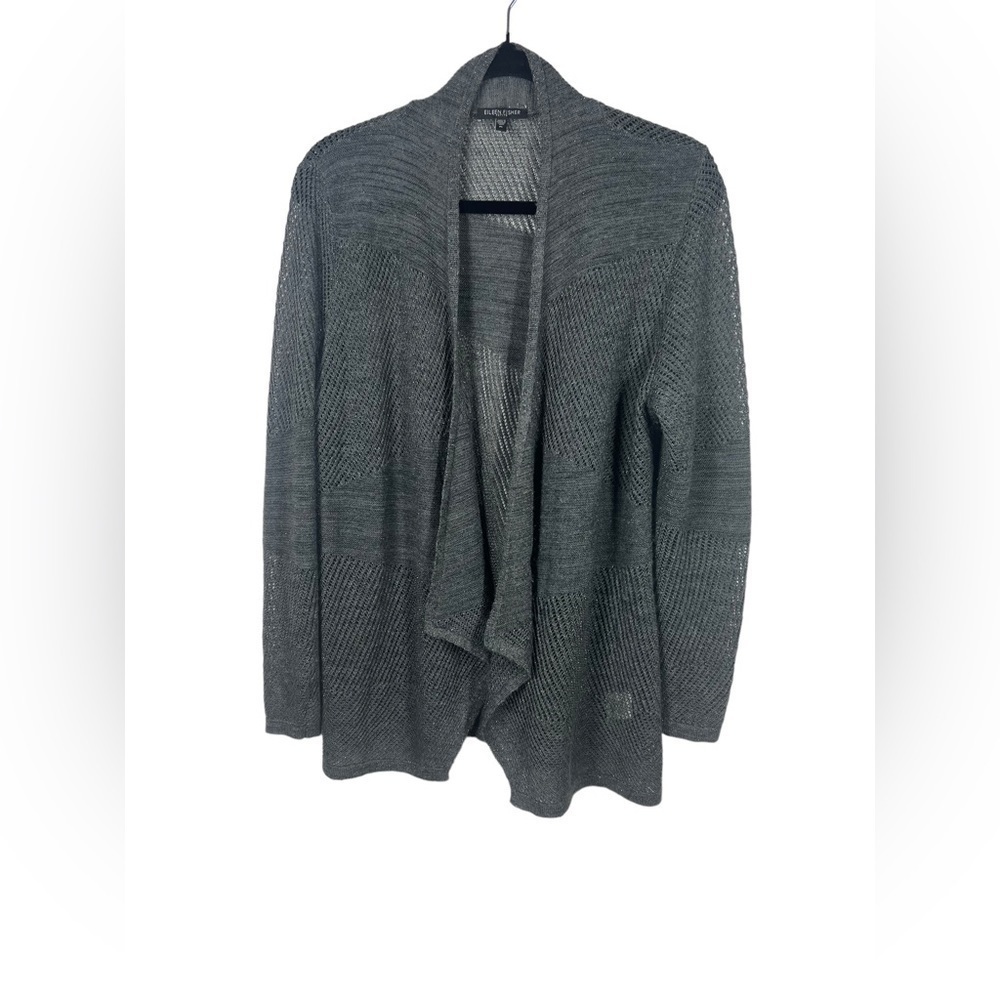 Eileen Fisher Metallic Open Front Cardigan PETITE
